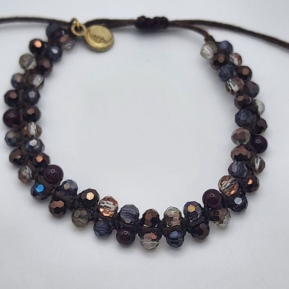 Lotus & Luna Brown, Garnet, & Crystal Adjustable Bracelet - Picture 2 of 3